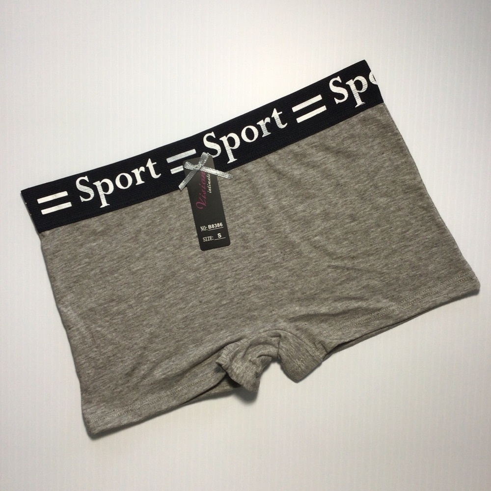 Vision Intimate Gray SPORT Boy Shorts Panties Underwear - Size Small